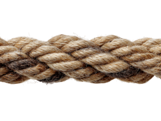 Thick Braided Beige Rope on Transparent Background, PNG