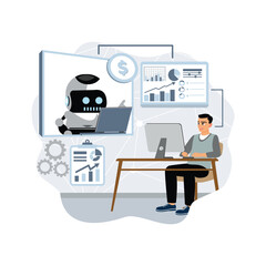 An entrepreneur analyzes AI-powered marketing tools on a computer.