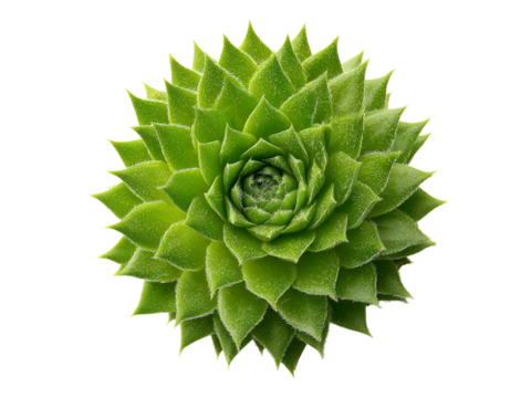 Green succulent plant rosette isolated on black background, Isolated On Transparent Background, Png
