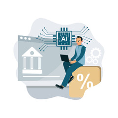 Young accounting analyzing AI-based credit risk assessment.