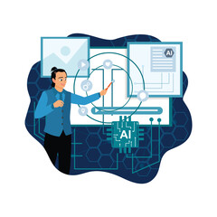 Presentation on artificial intelligence concept in digital technology and innovation.