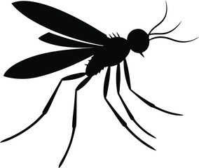 Obraz premium Silhouette of a Mosquito: A striking, high-contrast silhouette of a mosquito, its delicate wings and long legs captured in a stark, graphic depiction. A symbol of summer nights.