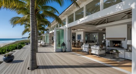 tropical resort hotel with palm trees