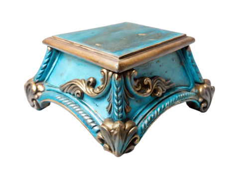 antique blue color corner png image on transparent background