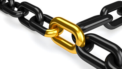 Obraz premium Golden Link in Black Chain - Strength, Value, Unity