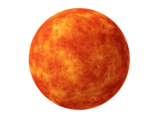 Fiery planet surface glowing hot intense heat, Isolated On Transparent Background, Png