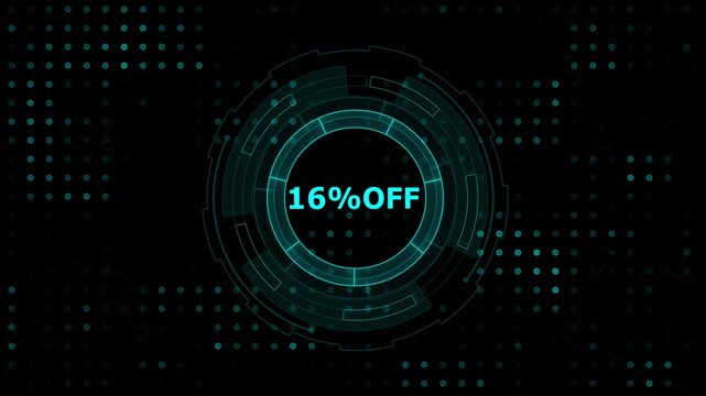 Futuristic 16 Percent Off Discount Promotion Cyberpunk Tech H U D Interface Animated Graphic for