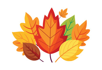 Vibrant Autumn Leaves Clipart for Thanksgiving Decor, Flat Style Vector Illustration