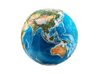 Detailed 3d render of earth asia australia pacific ocean, Isolated On Transparent Background, Png