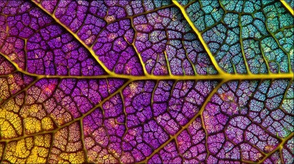 Detailed close-up of a leaf's intricate vein structure.