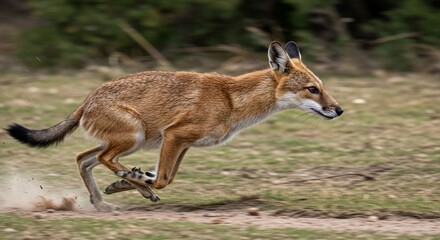 Obraz premium Running wild canid in natural habitat