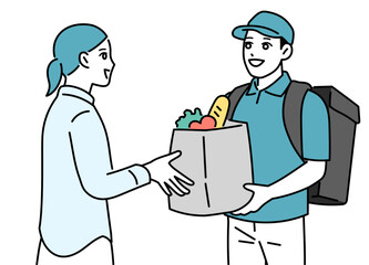 食事を届けるフード配達員の男性店員