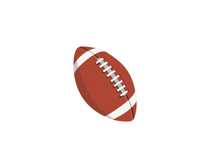 American Football Icon. American football ball with brown leather texture isolated on white background