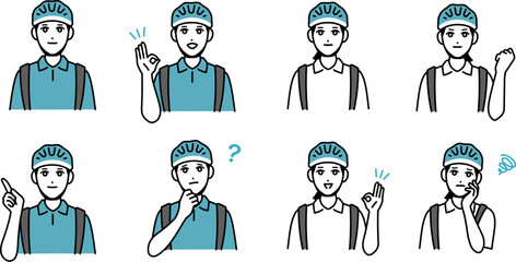 男女のフード配達員のアバターセット