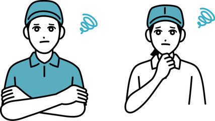 困っている男女の配達員