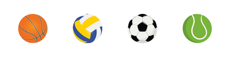 Sport Balls Icon Set. Various popular sport balls icon including basketball, football, soccer, tennis and volleyball.