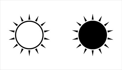 Sun icon set. Yellow sun icons. Shine sun ray set, vector illustration on white background