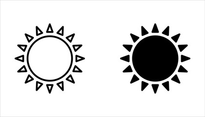 Sun icon set. Yellow sun icons. Shine sun ray set, vector illustration on white background