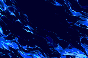 漆黒に揺らめく幻想的な青い炎のフレーム背景