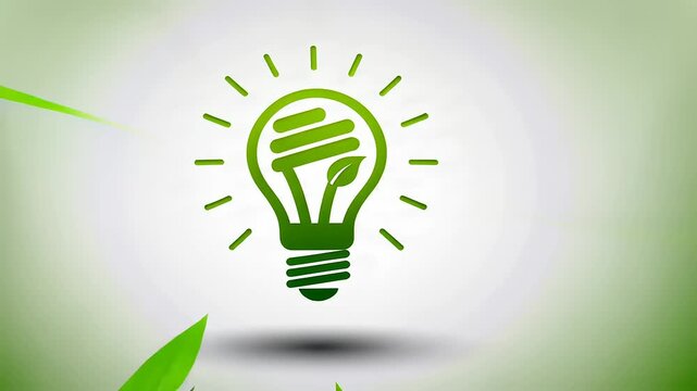 Eco-friendly light bulb illustration with green elements symbolizing sustainability and innovation