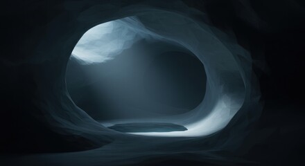 Abstract Cave Interior, Low Light, Geometric Shapes