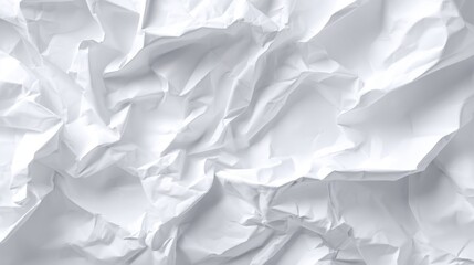 Obraz premium Crumpled white paper displays intricate textures and folds, providing a dynamic visual for artistic backgrounds or design elements. The soft shadows enhance its abstract appeal.