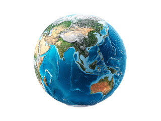 Fototapeta premium Detailed 3d render of earth showing asia and australia, Isolated On Transparent Background, Png