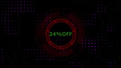 Futuristic 24 Percent Off Discount Graphic Animated Digital Interface H U D Style Tech Promotion