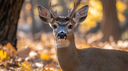 Majestic Autumn Buck: A Close Encounter in the Golden Woods