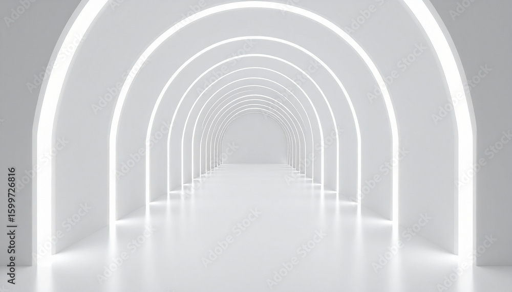 Aufkleber endless tunnel of light: a captivating visual of a long, illuminating tunnel, the arched design guid