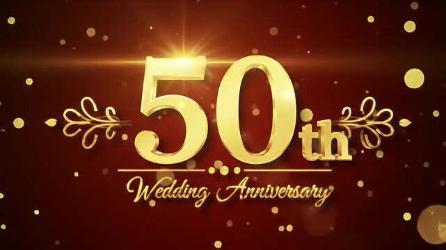 Romantic Pink 50th Wedding Anniversary Background Video with Sparkles and Gold Text