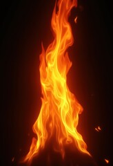 dynamic fire flames vibrant colors black background intense heat bright glow, smoke, ember, light, incendiary, blaze, darkness, contrast, spiral, curl