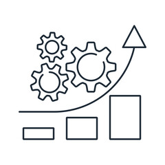 Speeding up processes. Work acceleration. Vector linear icon illustration isolated on white background.