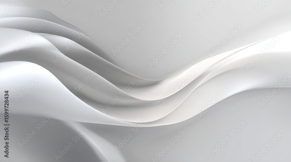 Poster curved lines of white fabric gently flow in a minimalist environment, creating an atmosphere of tran