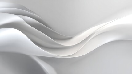 Fototapeta premium Curved lines of white fabric gently flow in a minimalist environment, creating an atmosphere of tranquility and elegance. The soft texture enhances the serene feel.