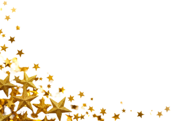 Golden Stars Confetti Explosion on Black Background for Celebrations Holidays and Festive Occasions with Copy Space