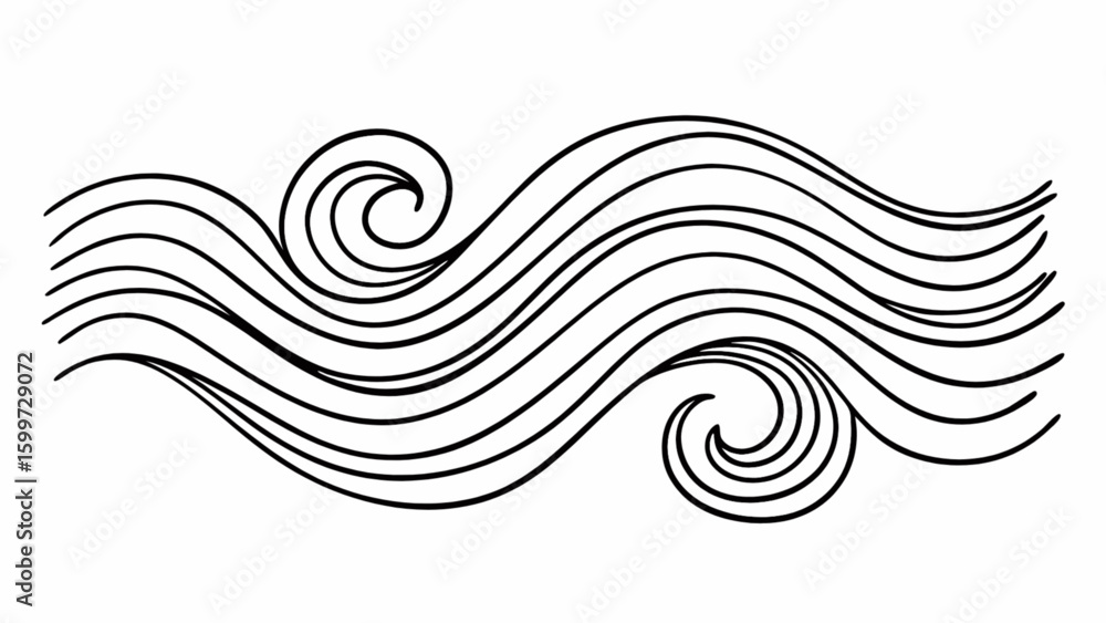 Poster abstract wave line art vector design with swirls for background and decorative elements illustration