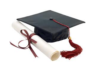 graduation hat with diploma png image on transparent background