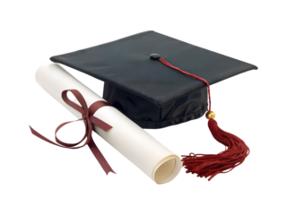 graduation hat with diploma png image on transparent background