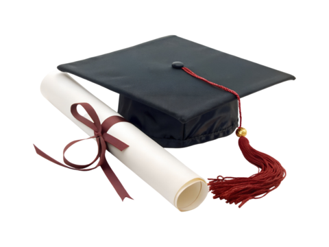graduation hat with diploma png image on transparent background