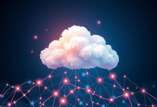 Abstract cloud computing network concept illustration, cloud computing background, wireless
