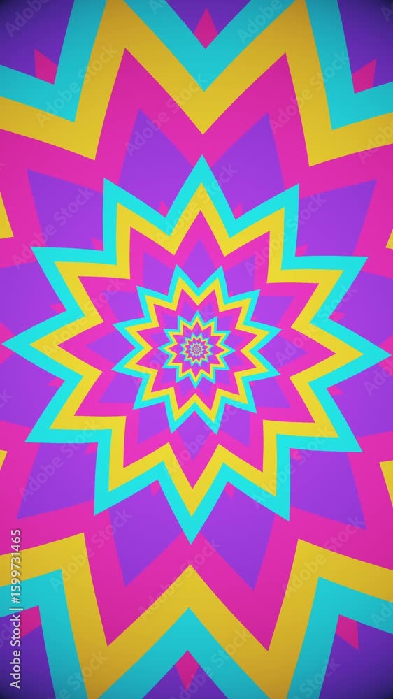 Wall mural abstract striped concentric star shapes expanding background loop