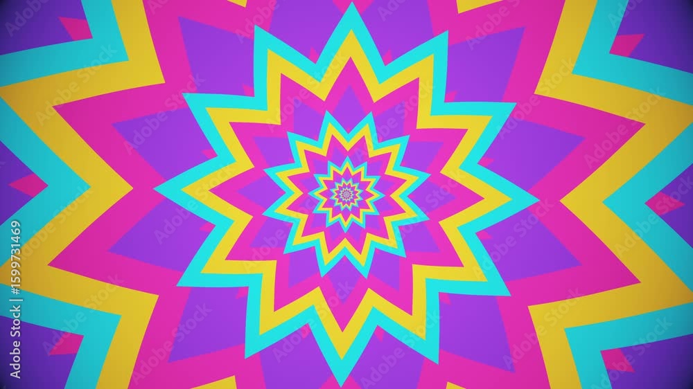 Wall mural abstract striped concentric star shapes expanding background loop