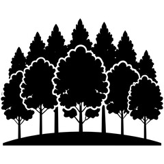 Forest Tree Line Silhouette Vector