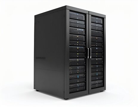 Massive network servers stacked in racks