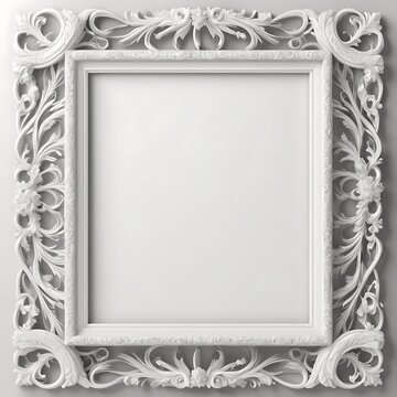 Ornate white square frame with detailed carvings (2)
