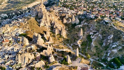Eroded rock formations. Rocky landscape view. historical unique ancient open-air museum ruins....