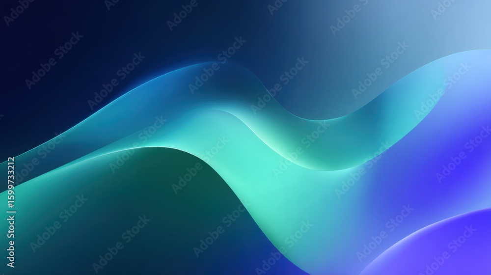 Poster a vibrant display of flowing waves in various shades of blue and green creates a dynamic visual effe
