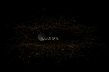 Isolated design component, exquisite golden abstract frame made of shiny tinsel.