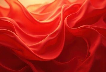 Fototapeta premium sinuous waves vibrant red fabric flowing elegantly capturing light texture motion, elegance, vibrancy, material, pattern, design, shadow, decor, craft